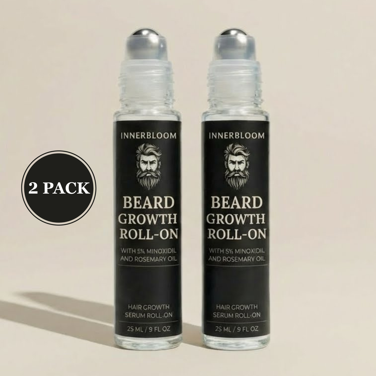 Innerbloom™ Beard Growth Roller with 5% Minoxidil & Rosemary Oil (Pack of 2)