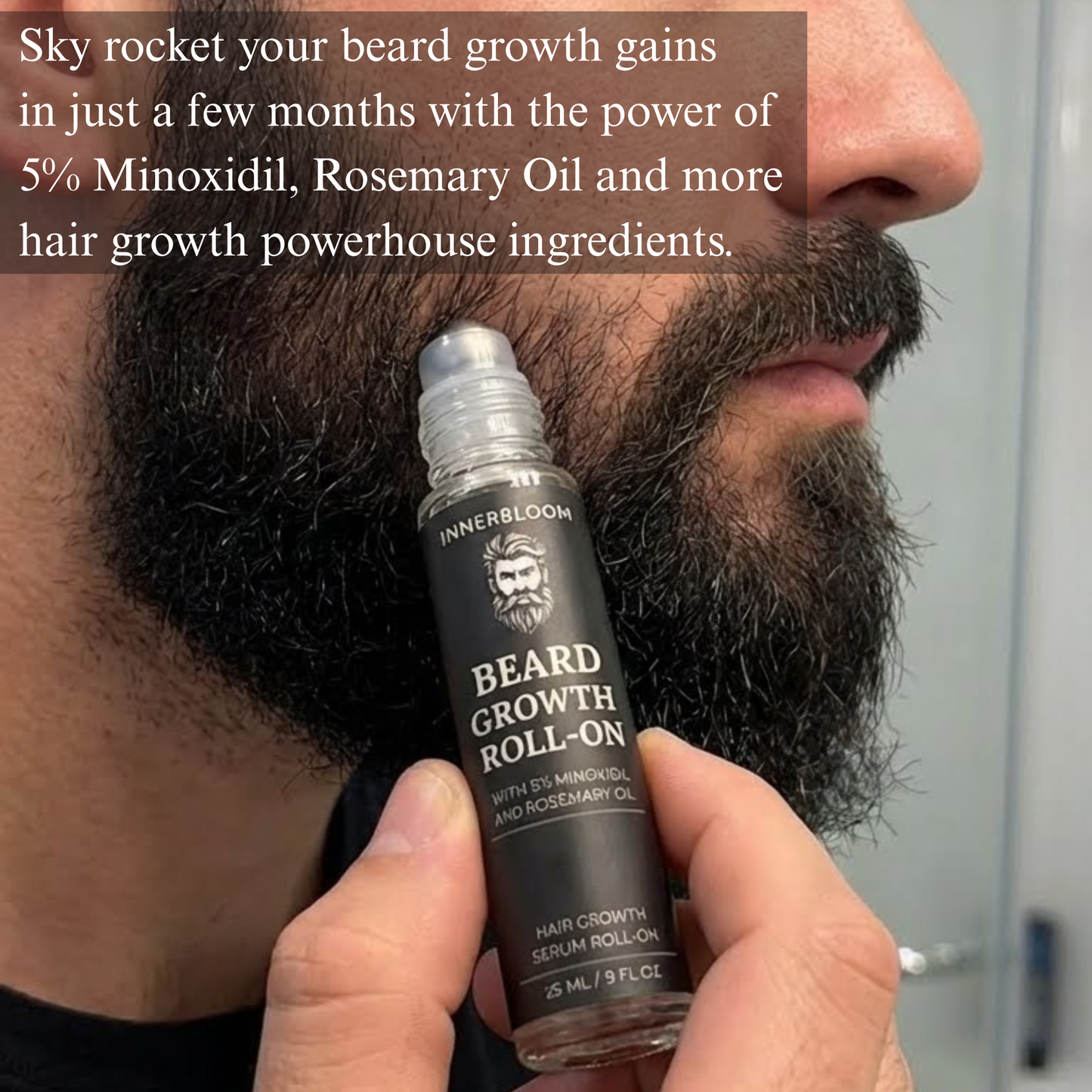 Innerbloom™ Beard Growth Roller with 5% Minoxidil & Rosemary Oil (Pack of 2)